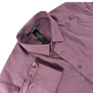Noel Asmar Shirt Mens 2XL Purple Striped Long Sleeve Button Down Star Embroidery